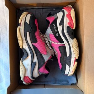 Balenciaga Triple S Pink and Black Sneakers